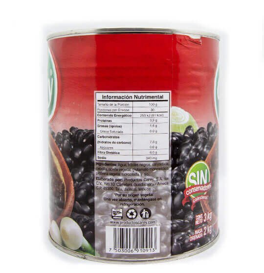 Frijol Entero Negro 3 kg. Carey