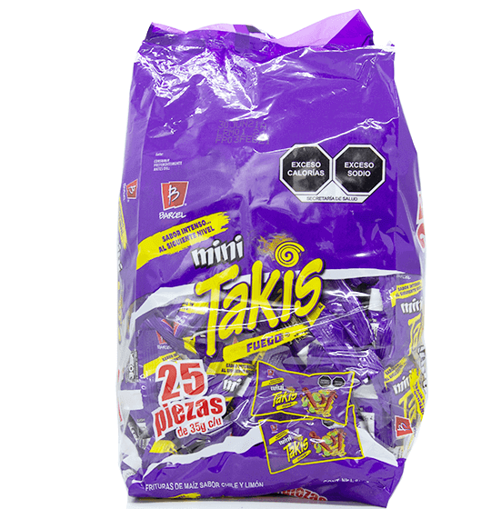 Mini Takis Fuego paquete con 25 pzs. 35 gr. c/u (875 gr.) Barcel