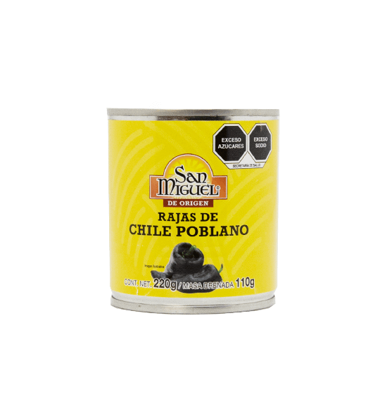 Chile Poblano en Rajas 220 gr. San Miguel