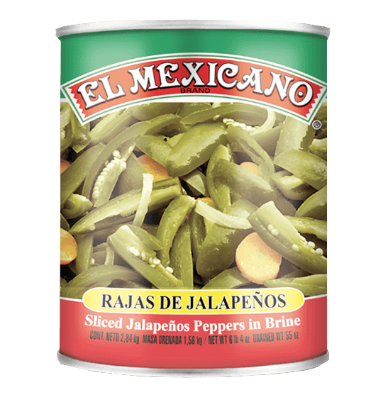 Chile Jalapeño Rajas 2840 gr.  El Mexicano