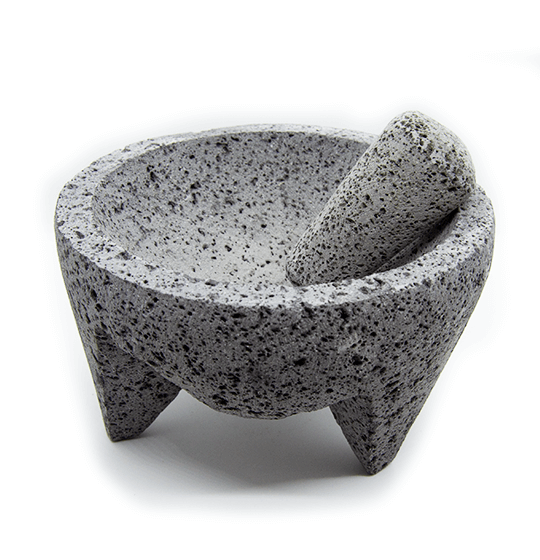 Molcajete de Piedra Volcanica 8 pulg. /20cm. c/temolote