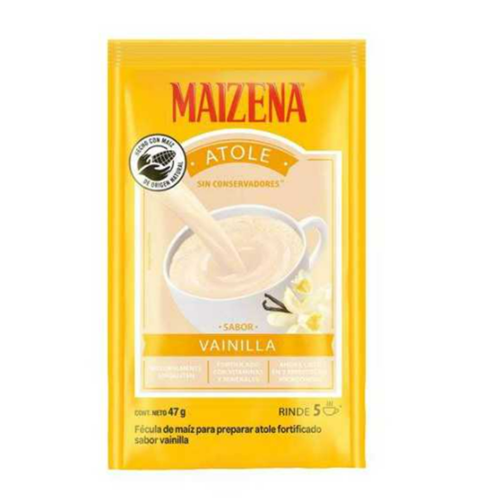 Fecula de maiz para Atole sabor Vainilla 24 pzs. 47 gr. Maizena